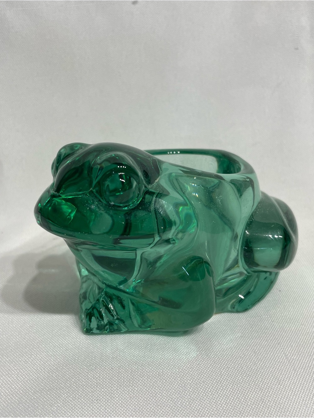 Vintage Indiana Glass Teal Green Frog Votive Tealight Candle Holder Like New!